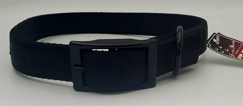 NUEVO - Collar de perro de 24" x 1" doble nailon para hebilla extra resistente - negro Foto 1 de 1