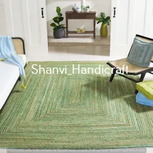 Handmade Trenzado Multicolor Yute Algodón Indio Rectángulo Alfombra - Imagen 1 de 8