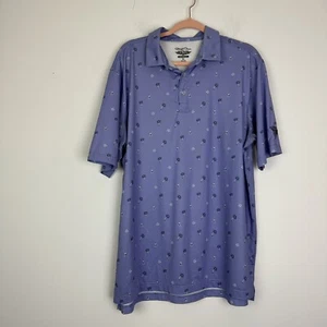 Straight Down Performance Golf Polo Herren Purple Palm Fish Hawaiian Gr. XL - Bild 1 von 5