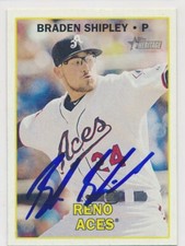 Braden Shipley Reno Aces Autographed 2016 Topps Heritage Baseball Card #113