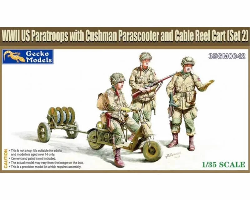 Gecko WWII US Paratroops w/Parascooter & Cable Reel Cart Set 2 1:35 modellismo - Immagine 1 di 1