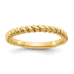 10K Yellow Gold Polished Twisted Band Ring for Women Size 6.5 - Picture 1 of 5
