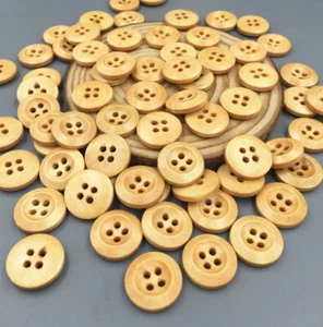 100pcs Round 4-holes Wooden Buttons Fit Sewing Or Scrapbooking Craft 15mm - Picture 1 of 3