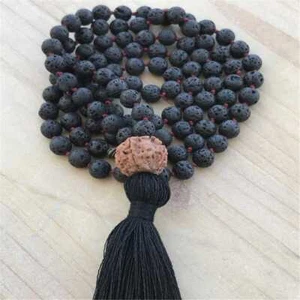 6mm volcanic stone Vajra Bodhi 108 beads knot Mala necklace Prayer event Chakra - Picture 1 of 7