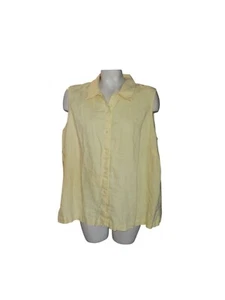 Jones New York Sport Yellow Sleeveless Button-Down Blouse 20W Linen colorful - Picture 1 of 6