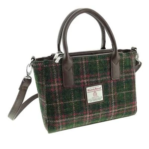 Glen Appin Harris Tweed dunkelgrün & Pflaume Tartan kariert Brora Tragetasche greifen Handtasche