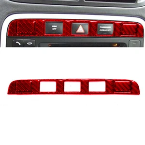 For Porsche Cayenne 03-10 Red Carbon Fiber Warning Light Button Panel Trim Cover - Picture 1 of 11