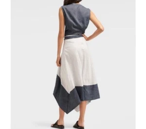 DKNY Asymmetrical A-Line Color Block Skirt - Picture 1 of 13
