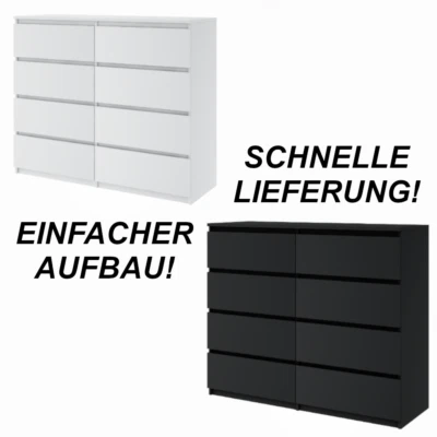 Kommode mit 8 Schubladen Sideboard Schrank Anrichte Highboard 120 holz - Bild 1 von 2