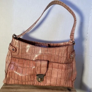 Liz Claiborne Faux Leather Croc Bag Pocketbook Purse Pink Crocodile - Picture 1 of 20