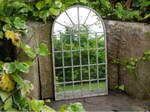 PROVINCIAL FRENCH arched OUTDOOR WINDOW MIRROR 78x50 cm ivory NEW - Picture 1 of 6