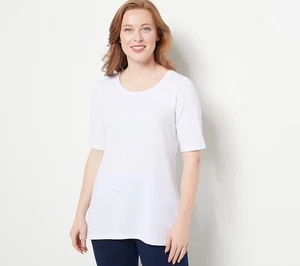 Susan Graver Modern Essentials Liquid Knit Hi-Low Tunic White Size Small *NEW* - Picture 1 of 3