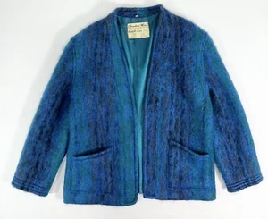 VTG WOOL MOHAIR SWEATER LINED JACKET BLAZER MOD AVANT GARDE PUFF SHAG NEW WAVE - Picture 1 of 9