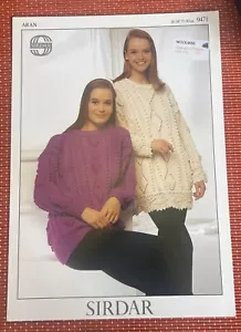 WOMENS ARAN CABLE KNIT JUMPER 28”-38” VTG 90’s KNITTING PATTERN SIRDAR 9471 - Picture 1 of 2