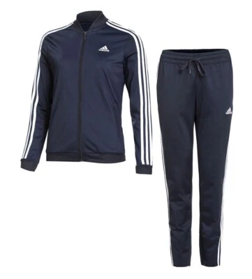 Nuevo Traje de Pista Adidas Essentials 3 Rayas HM1914 Legend Ink (Azul) Pequeño para Mujer Foto 1 de 4