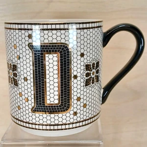 Anthropologie White & Gold Beehive Coffee Mug Letter D 12 fl Oz - Picture 1 of 11
