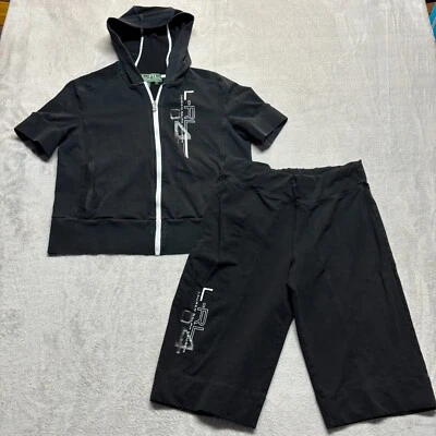 Lauren Ralph Lauren Active Mujer S Manga Corta Cremallera Sudadera con Capucha Conjunto Corto Y2K Foto 1 de 4