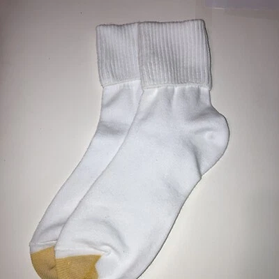 Calcetines vintage de algodón con puntera dorada para dama (calcetines gap) 1 par, talla 9-11 Foto 1 de 2