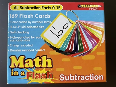 Edupress Back to School supplies Math Flash Cards Subtraction Facts 0 12 - Image 1 of 4