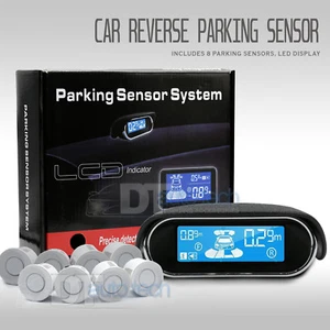 8 Parking Sensors LCD Car Auto Backup Reverse Rear Radar System Alert Alarm Kit - Picture 1 of 11