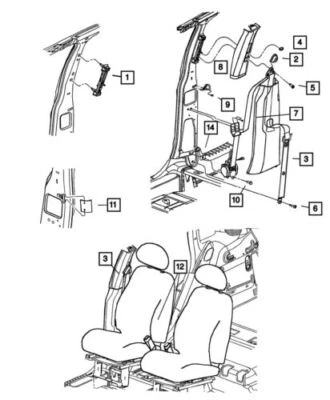 Cinturón de seguridad exterior izquierdo genuino Mopar 2006-2010 Chrysler PT Cruiser 1AK45BD5AE Foto 1 de 3
