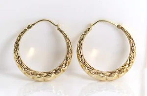 333 – 8Kt Oro Giallo Orecchini Da Donna Gioielli Vintage, L: 2,5Cm X 2,4Cm - Imagen 1 de 5