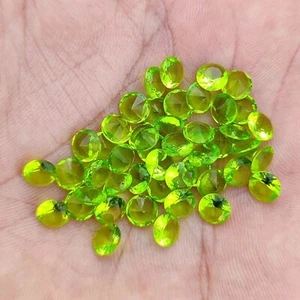 20 Pcs Certified Natural Calibrated Round 4 mm Peridot Color Lot Gemstone - Picture 1 of 5