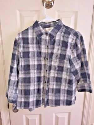 Blusa Top Camisa A Cuadros Lemon Grass Blanco y Negro Para Mujer Talla L Foto 1 de 4