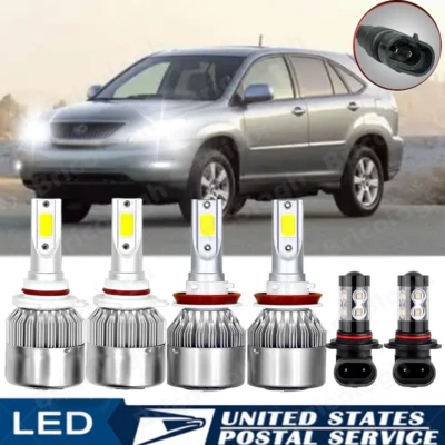 For Lexus RX330 2004-2006 RX350 2007-2009 - 6x LED Headlight + Fog Light Bulbs - Image 1 of 4