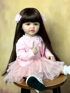BZDOLL 55CM 22Inch Can Stand Reborn Baby Lifelike Girl Doll Full Soft Silicone B - Picture 1 of 7