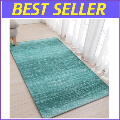 Teal Blue Non-Slip Washable Area Rug 3' x 5' - Perfect for Home or Office - Image 1 of 4