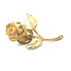 Detaillierte Rosenblüte Stiel Pin Vintage Floral Rosenknospe Revers Akzent klassische Schönheit - Bild 1 von 3