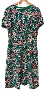 Vince Camuto Kleid grün geblümt Gr. 16 Midi gefüttert Cap Slv Hochzeit, Garten Party - Bild 1 von 16