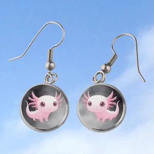 Anime Axolotl handgefertigte Cabochon Ohrringe Weihnachten Strumpf Füller Z57 - Bild 1 von 1