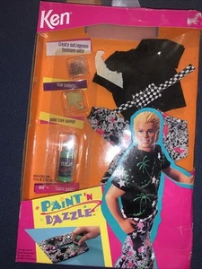 Vintage Mattel 1993 KEN Paint 'N Dazzle Fashions Foreign Release Rare Ripped Box - Bild 1 von 7