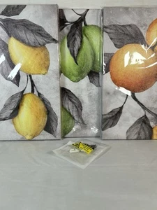 Fruit Canvas Wall Art Orange and Lemon Painting Prints Modern Small Grey - Picture 1 of 5