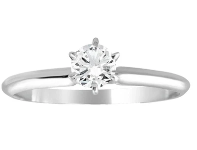 14k White Gold Solitaire Engagement Ring 0.30 Ct Round Cut Lab Grown Diamond - Image 1 of 4