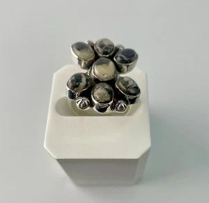 Sterling Silber weißer Büffel Cluster Ring - Bild 1 von 4