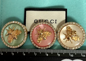 Lot of 3 MIX Ø 0,98 inch GUCCI BEE BUTTONS 25 mm GG logo Rhinestone Designer - Picture 1 of 6