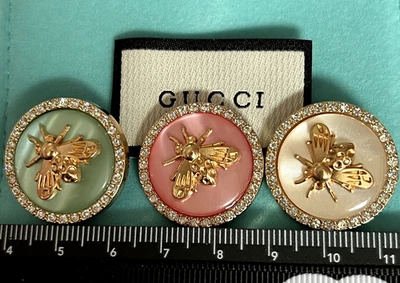 Lot of 3 MIX  Ø 0,98 inch GUCCI BEE BUTTONS 25 mm GG logo Rhinestone Designer - Image 1 of 4