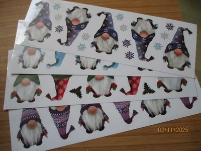 4 Bg. Transparent-Stickerbogen, Weihnachts-Wichtel, verschied. Designs, 10x30cm, - Bild 1 von 4