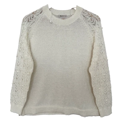 Tu Woman Cream Pointelle Sleeve Jumper Size 14 Soft Knit Sweater - Image 1 of 4