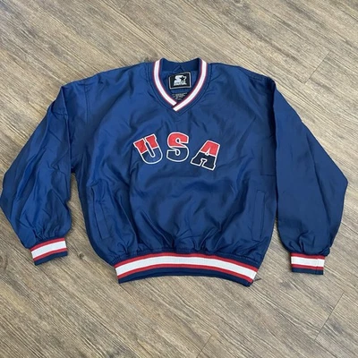 Chaqueta Pullover De Colección Años 90 Starter EE. UU. Juegos Olímpicos Azul Nylon Para Hombres Mediana Foto 1 de 4