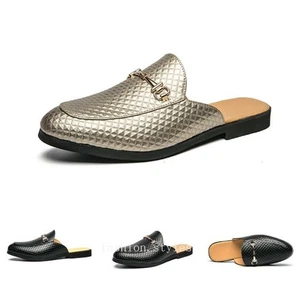 Fashion Mules Slippers Mens Slip On Loafers Casual Faux Leather Shoes Summer L - Picture 1 of 26
