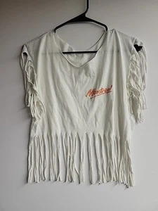 Camiseta blanca vintage años 80 90 Montreal recortada con flecos 19x20 pequeña - Imagen 1 de 7