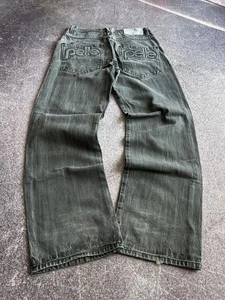 JEANS VINTAGE STREETWEAR STILE GIAPPONESE PELLE LAVATA A RIGHE 90S - Foto 1 di 9