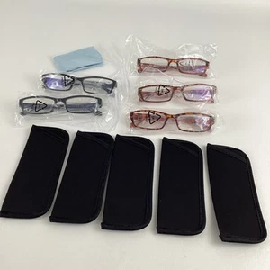 Reading Glasses Lot +1.25 Women Frames Cases Cleaning Coth Eyeglasses NEW - Picture 1 of 8