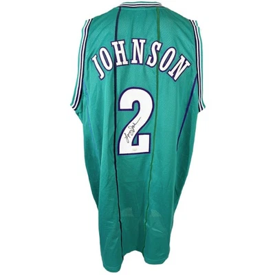 Larry Johnson autographed signed jersey NBA Charlotte Hornets JSA COA - Image 1 of 4