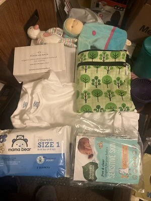 6 Baby Items Lot New, 2 Gerber Organic Cotton Onesies & 1 Moon/Back Onesie, and - Image 1 of 4