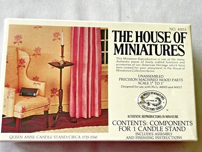 House of Miniatures QUEEN ANNE CANDLE STAND Wood 1" Scale Unfinished Stain Paint - Image 1 of 4